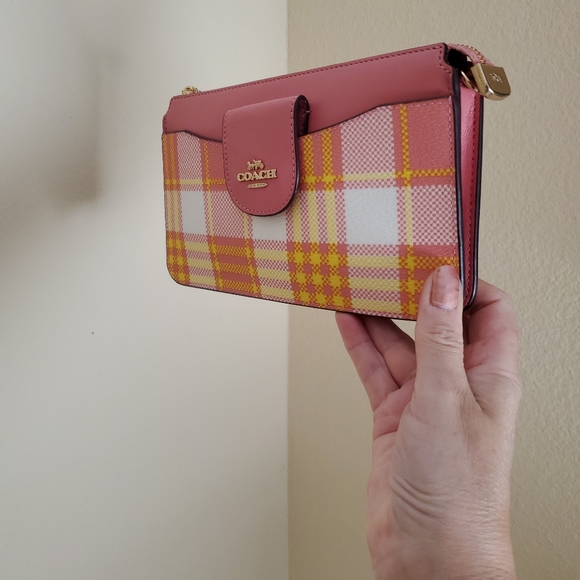 Coach Poppy Crossbody With Card Case With Garden Plaid Print - Picture 15 of 15